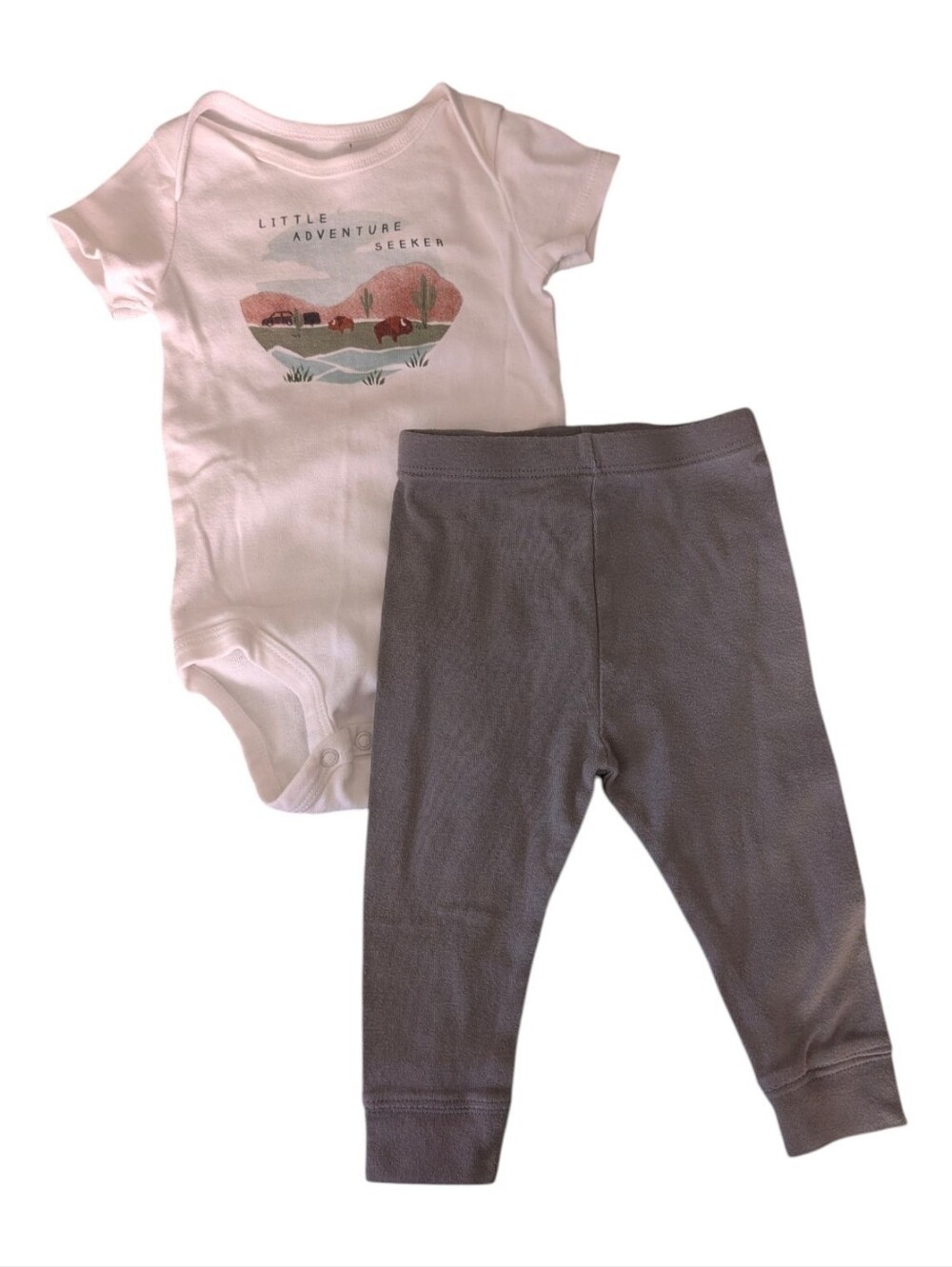 cloud island Gray Bodysuit with Light Blue Cloud Graphic